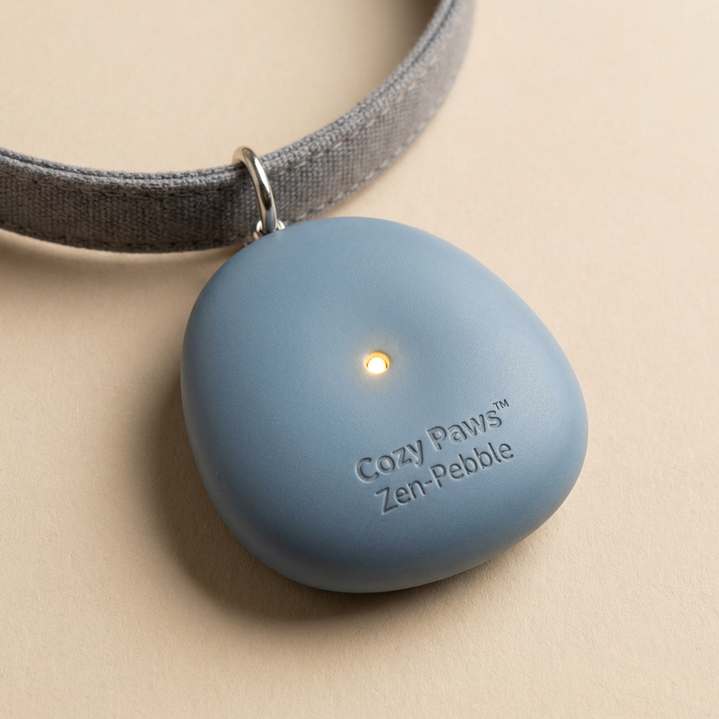 Cozy Paws™ Zen-Pebble: Ultrasonic Calming Tech Pendant