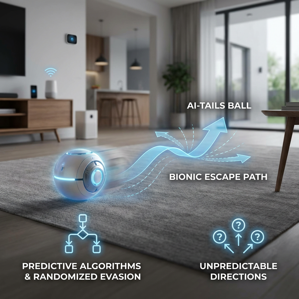 Cozy Paws™ AI-Tails | Smart Bionic Interactive Ball - 360° Auto-Escape, Boredom Buster & Furniture-Safe Tech for Cats & Dogs