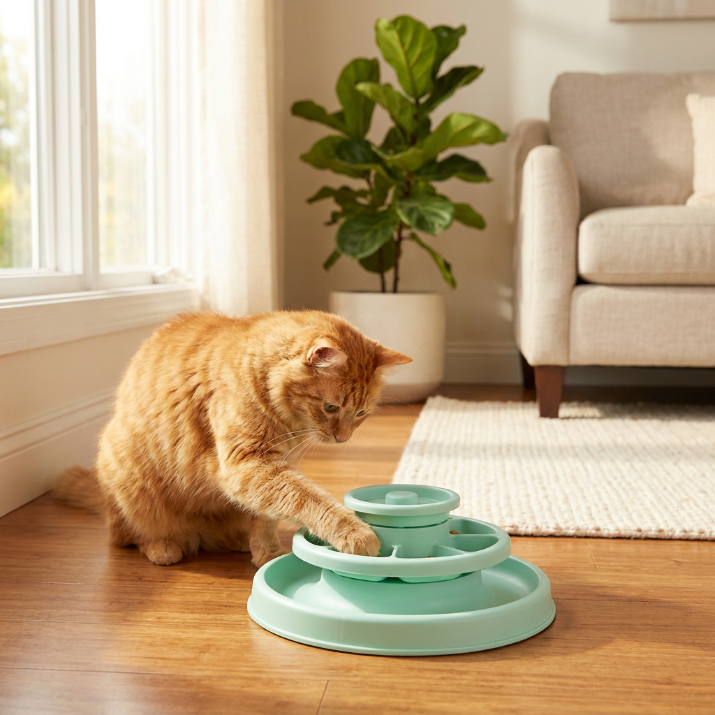 Premium Cat Puzzle Feeder - 3-Level Interactive Treat Maze Toy for Cats